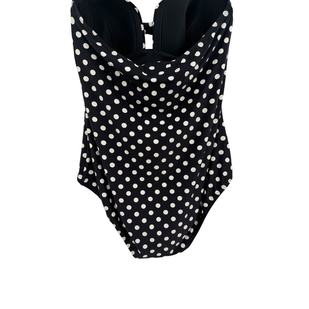 Kate Spade New York Polka Dot One Piece Swimsuit Bow Front Black White Large - Picture 8 of 10